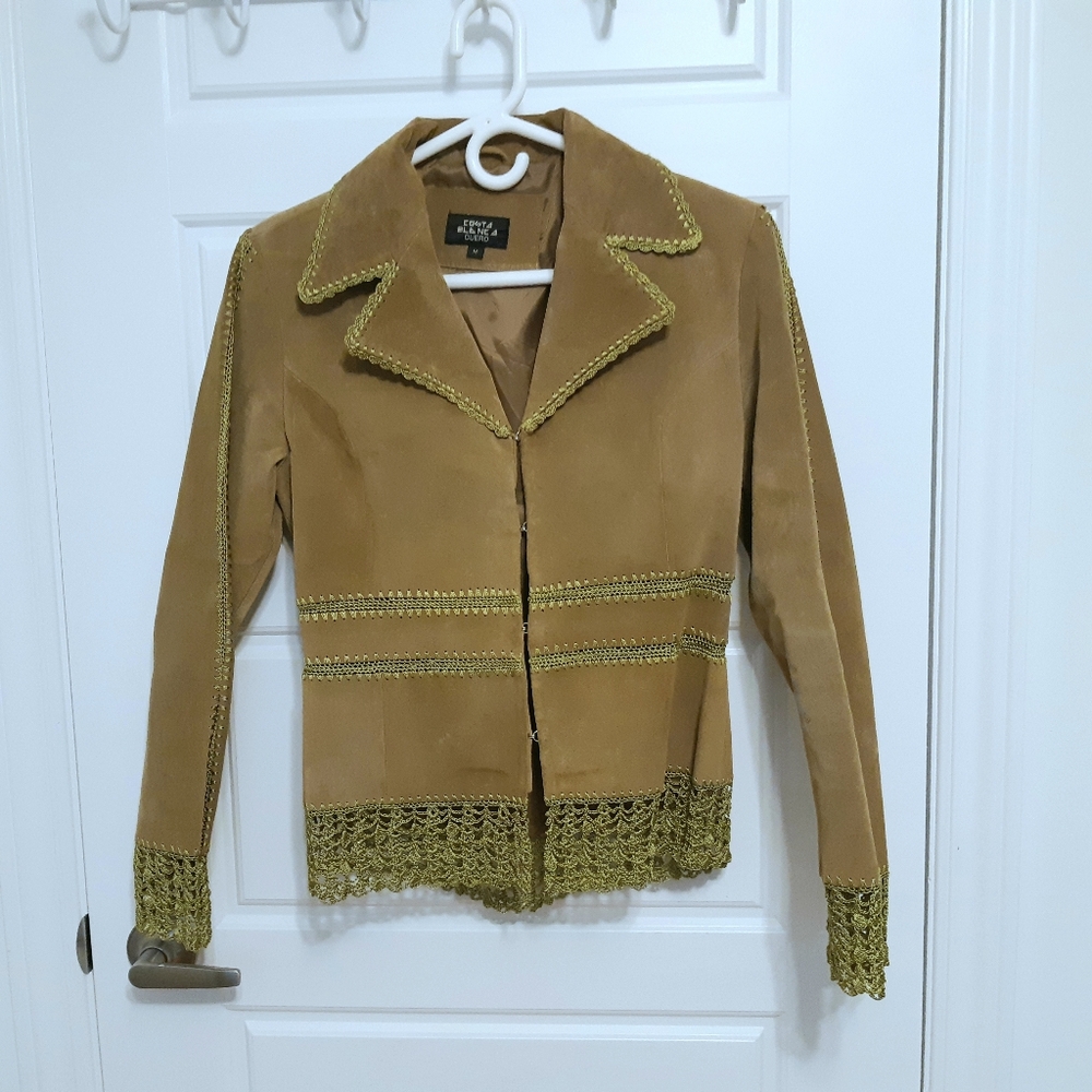 COPY - Vintage Costa Blanca Tan Suede Fringe Leather Jacket Size M